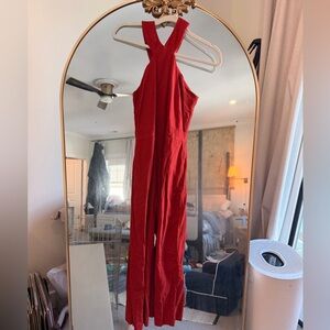 Halter Linen Ann Taylor Rust Jumpsuit